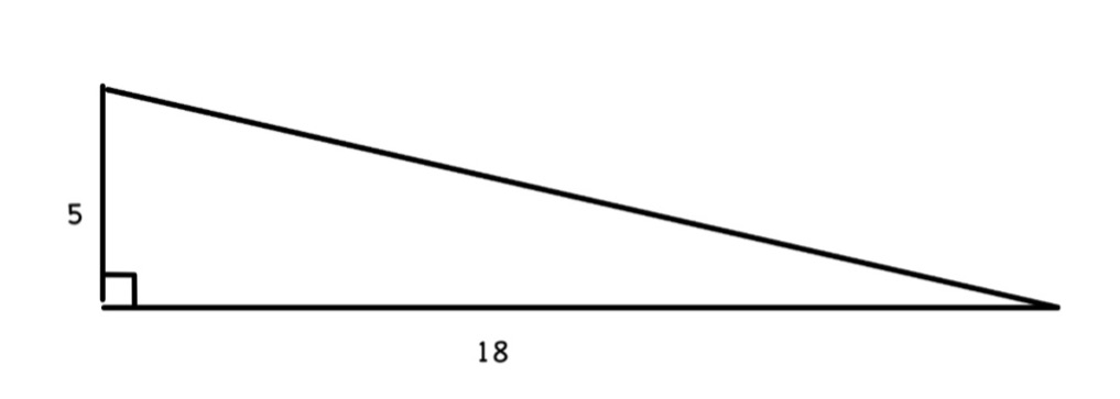 right triangle with side lengths 5 and 18